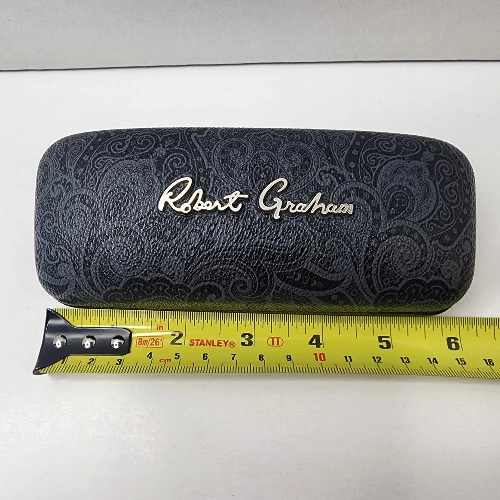 Robert Graham Hard Shell Eye Glasses Case floral Grey Pattern Red Inside W Quote